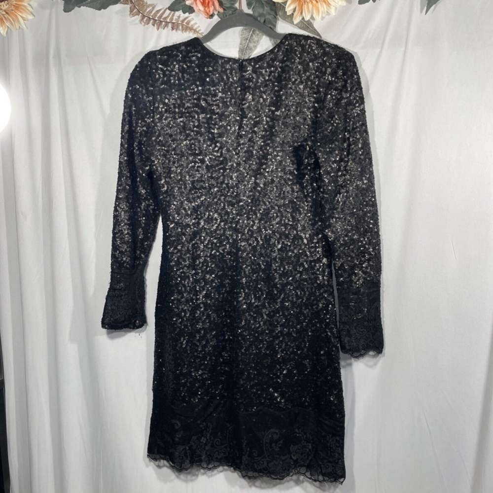 NEW Dress The Population [ Medium ] Kate Lace Trim Long‎ Sleeve Sequin Dress - Picture 12 of 12